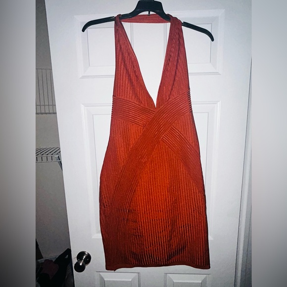 Rust Orange Bandage Backless Dress - Picture 1 of 3